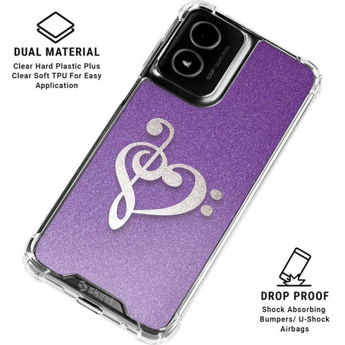 Purple Glitter Musical Heart Moto G Power 5G (2024) Clear Case