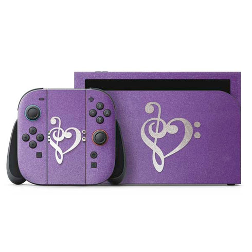 Purple Glitter Musical Heart Nintendo Switch 2 (2025) with Joy-Con Skin