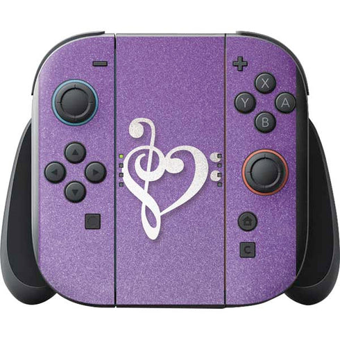 Purple Glitter Musical Heart Nintendo Switch 2 (2025) with Joy-Con Skin