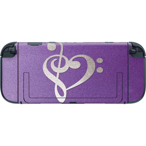 Purple Glitter Musical Heart Nintendo Switch 2 (2025) with Joy-Con Skin