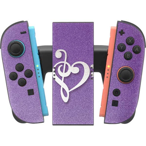 Purple Glitter Musical Heart Nintendo Switch 2 (2025) Joy-Con Controller Skin