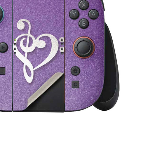 Purple Glitter Musical Heart Nintendo Switch 2 (2025) Joy-Con Controller Skin