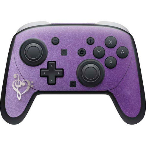 Purple Glitter Musical Heart Nintendo Switch 2 (2025) Pro Controller Skin