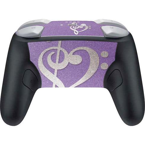 Purple Glitter Musical Heart Nintendo Switch 2 (2025) Pro Controller Skin