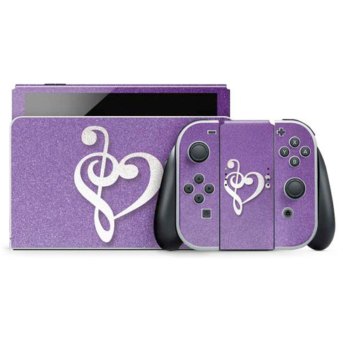 Purple Glitter Musical Heart Nintendo Skins