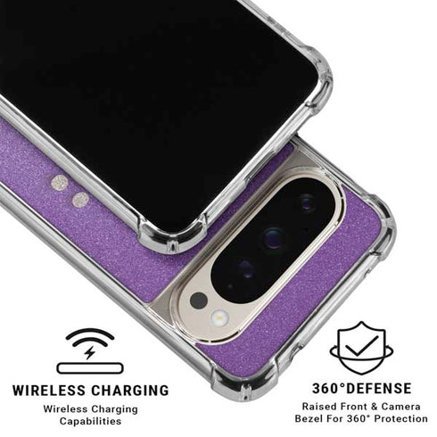 Purple Glitter Musical Heart Pixel 9/9 Pro Clear Case