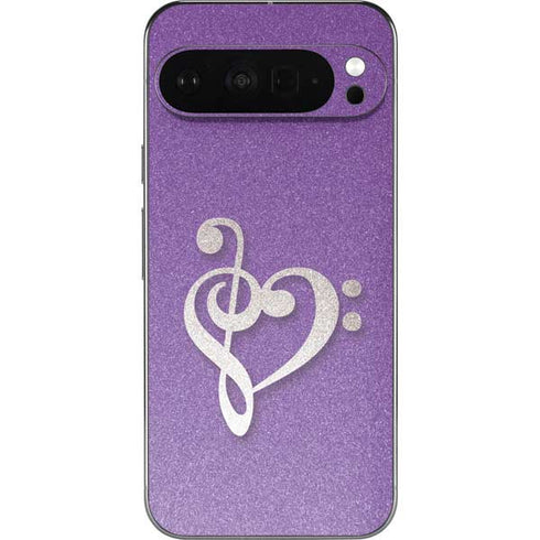 Purple Glitter Musical Heart Pixel 9 Pro XL Skin