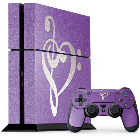Purple Glitter Musical Heart PlayStation PS4 Skins