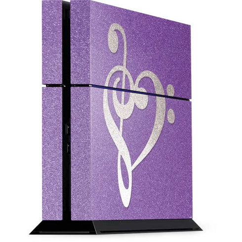 Purple Glitter Musical Heart PlayStation PS4 Skins