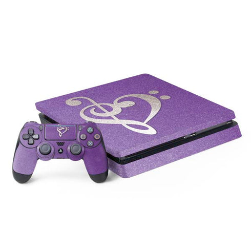 Purple Glitter Musical Heart PlayStation PS4 Skins