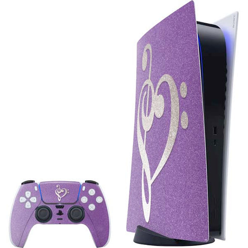Purple Glitter Musical Heart PlayStation PS5 Skins