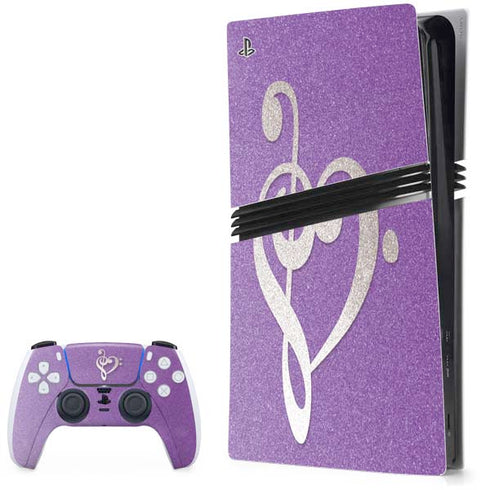 Purple Glitter Musical Heart PlayStation PS5 Skins