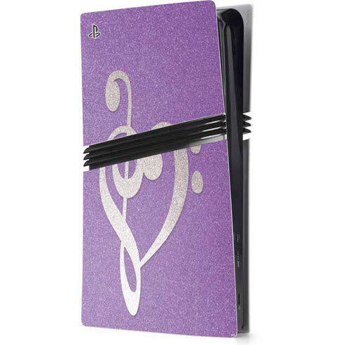 Purple Glitter Musical Heart PS5 Pro Console Skin