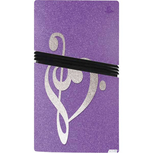 Purple Glitter Musical Heart PS5 Pro Console Skin