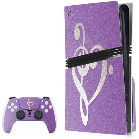Purple Glitter Musical Heart PlayStation PS5 Skins