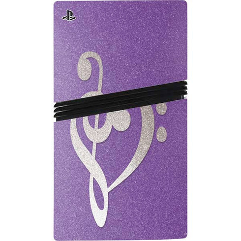 Purple Glitter Musical Heart PS5 Pro Disk Bundle Skin