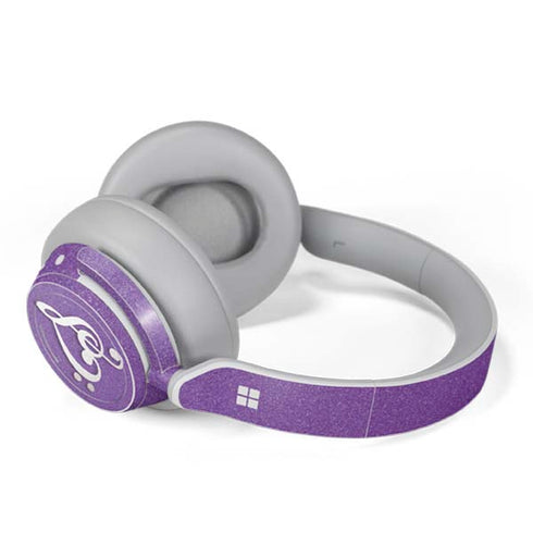 Purple Glitter Musical Heart Surface Headphones Skin