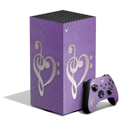 Purple Glitter Musical Heart XBox Series X Digital Edition Bundle Skin