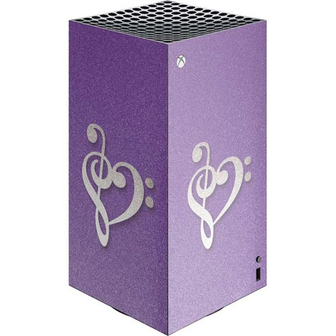 Purple Glitter Musical Heart XBox Series X Digital Edition Console Skin