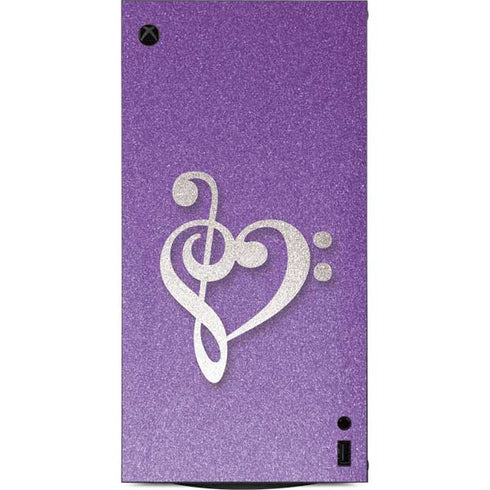 Purple Glitter Musical Heart XBox Series X Digital Edition Console Skin