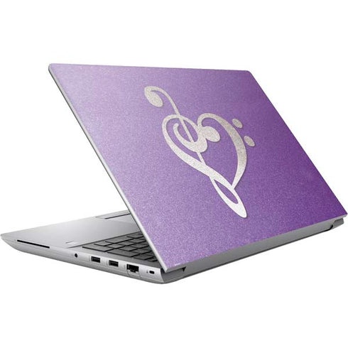 Purple Glitter Musical Heart HP ZBook Fury 16 G10 Skin