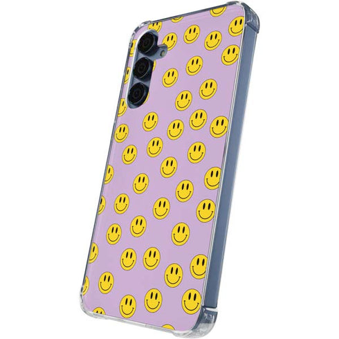 Purple Happy Face Pattern Galaxy A35 5G Clear Case