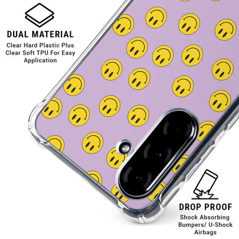 Purple Happy Face Pattern Galaxy A36 5G Clear Case