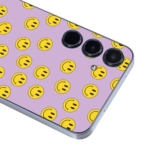 Purple Happy Face Pattern Galaxy A55 5G Skin