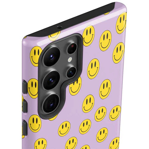 Purple Happy Face Pattern Galaxy S23 Ultra Pro Case