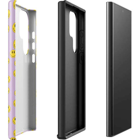 Purple Happy Face Pattern Galaxy S23 Ultra Pro Case