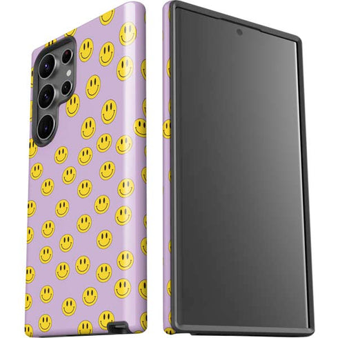 Purple Happy Face Pattern Galaxy S23 Ultra Pro Case