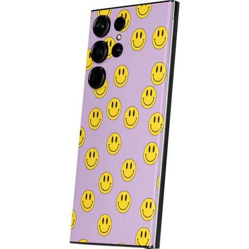 Purple Happy Face Pattern Galaxy Skins
