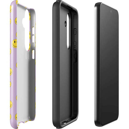 Purple Happy Face Pattern Galaxy S25 Impact Case