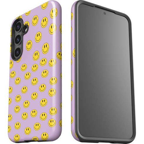 Purple Happy Face Pattern Galaxy S25 Impact Case
