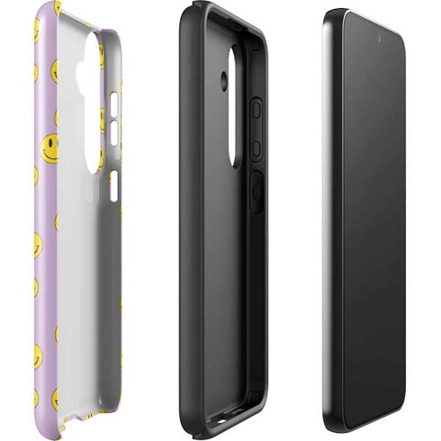 Purple Happy Face Pattern Galaxy S25 Plus Impact Case