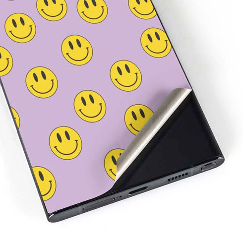 Purple Happy Face Pattern Galaxy S24 Ultra Skin