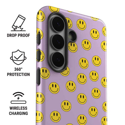 Purple Happy Face Pattern Galaxy S26 Impact Case