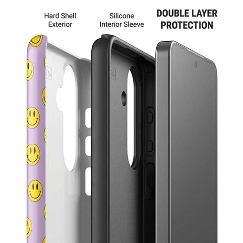 Purple Happy Face Pattern Galaxy S26 Plus Impact Case