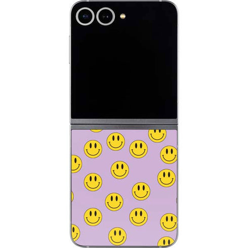 Purple Happy Face Pattern Galaxy Z Flip6 Skin