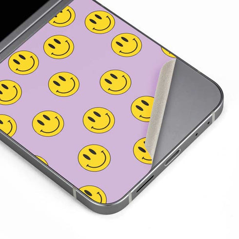 Purple Happy Face Pattern Galaxy Z Flip6 Skin