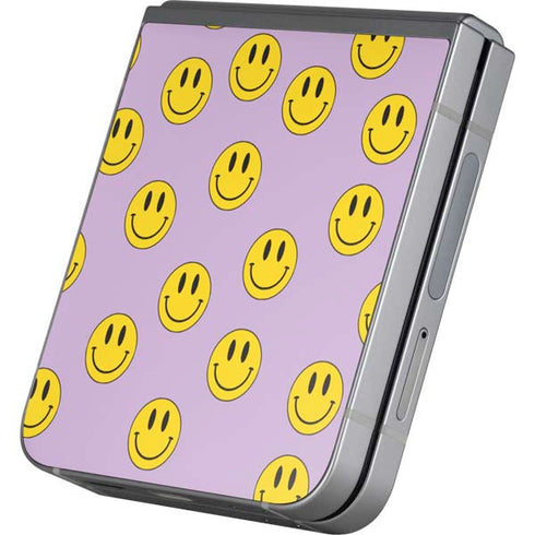 Purple Happy Face Pattern Galaxy Z Flip6 Skin