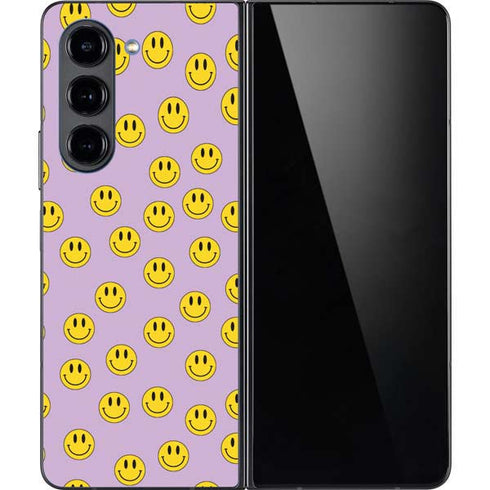Purple Happy Face Pattern Galaxy Z Fold5 5G Skin