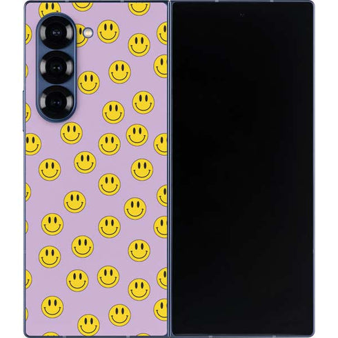 Purple Happy Face Pattern Galaxy Z Fold6 Skin