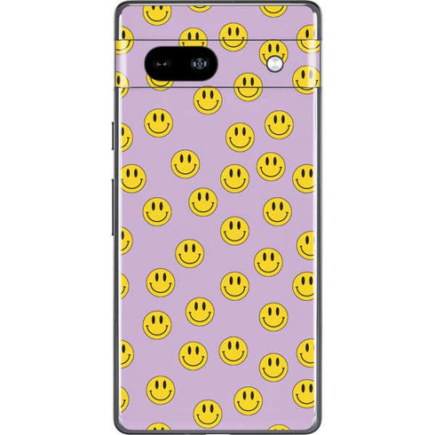 Purple Happy Face Pattern Google Pixel 7a Skin