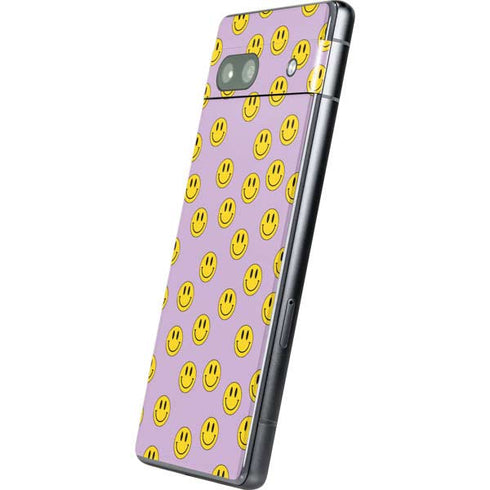 Purple Happy Face Pattern Google Pixel 7a Skin
