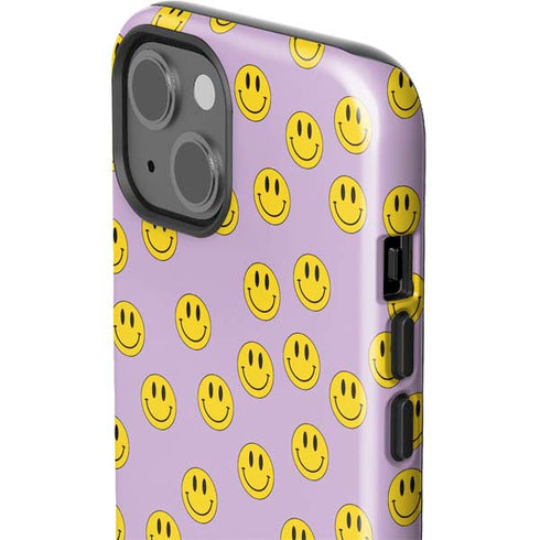 Purple Happy Face Pattern iPhone 15 Impact Case