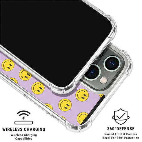 Purple Happy Face Pattern iPhone 16 Pro Clear Case