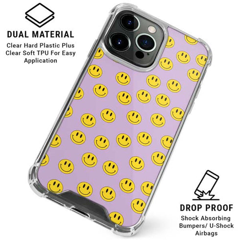 Purple Happy Face Pattern iPhone 16 Pro Max Clear Case