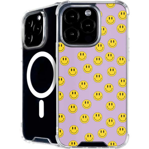 Purple Happy Face Pattern iPhone 16 Pro Max MagSafe Case