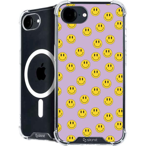 Purple Happy Face Pattern iPhone 16e MagSafe Case